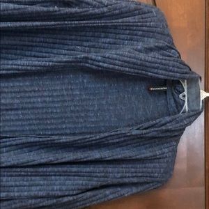 Knee length denim blue knit sweater